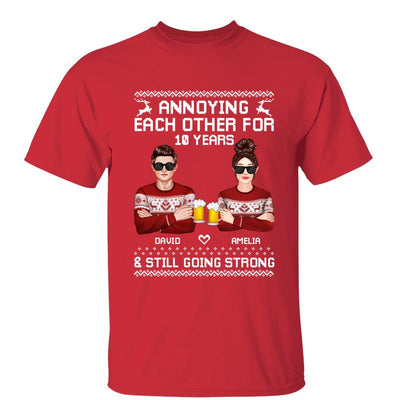 Annoying Each Other Ugly Sweater Pattern Christmas Personalized Shirt