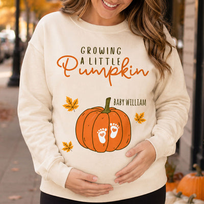 Trending Growing A Little Pumpkin - Personalized Shirt - Fall Season Gift For Wife, Daughter
