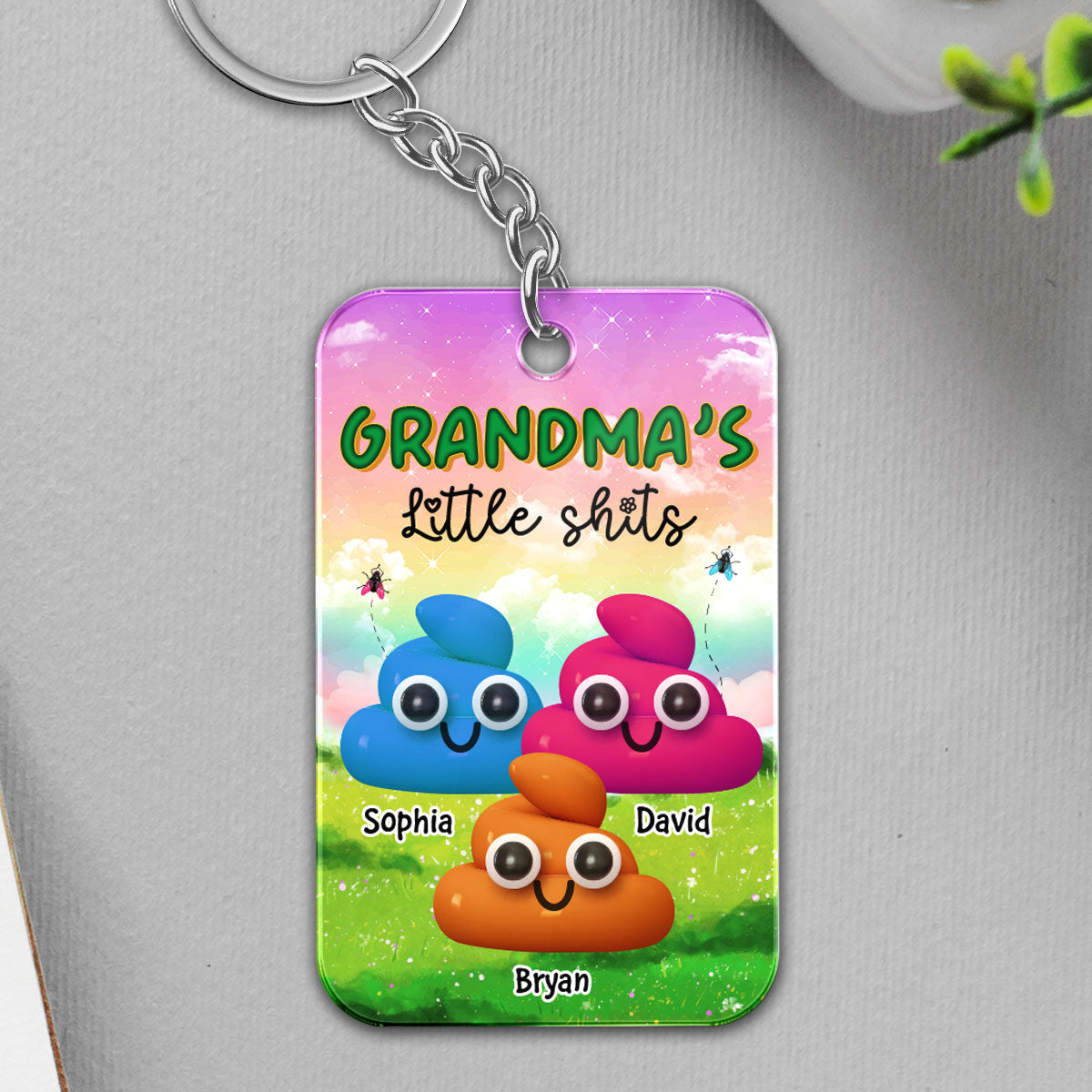 Funny Grandma‘s Little Kids Personalized Acrylic Keychain