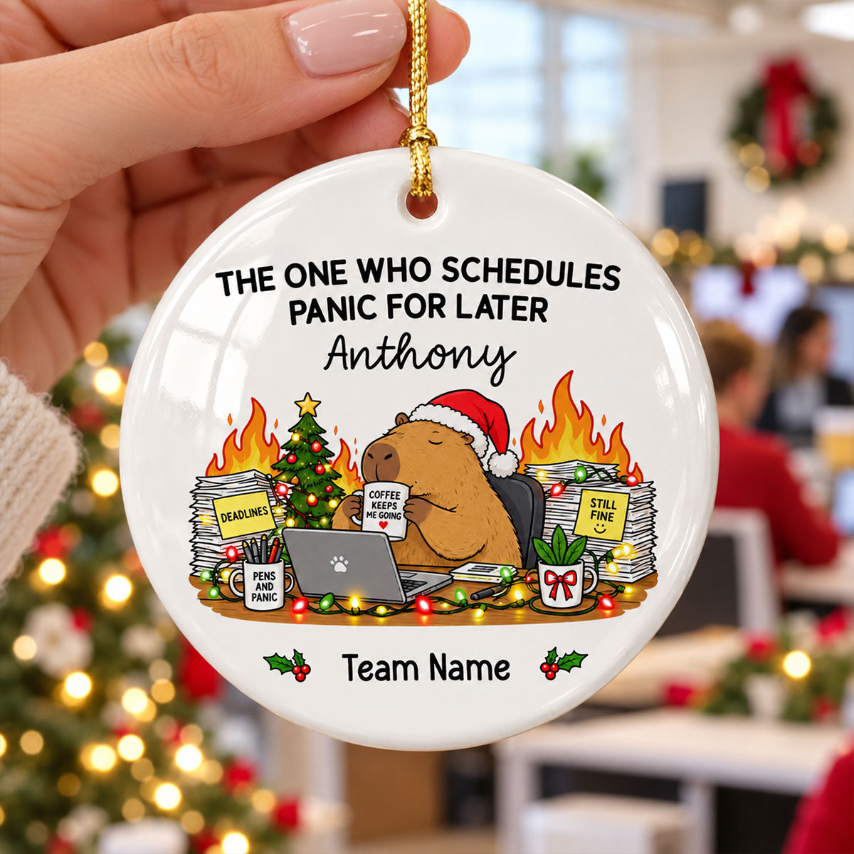 Funny Office Character Workplace Identity - Personalized Ceramic Ornament - Funny Gift For Coworkers, Colleagues, Secret Santa Gift
