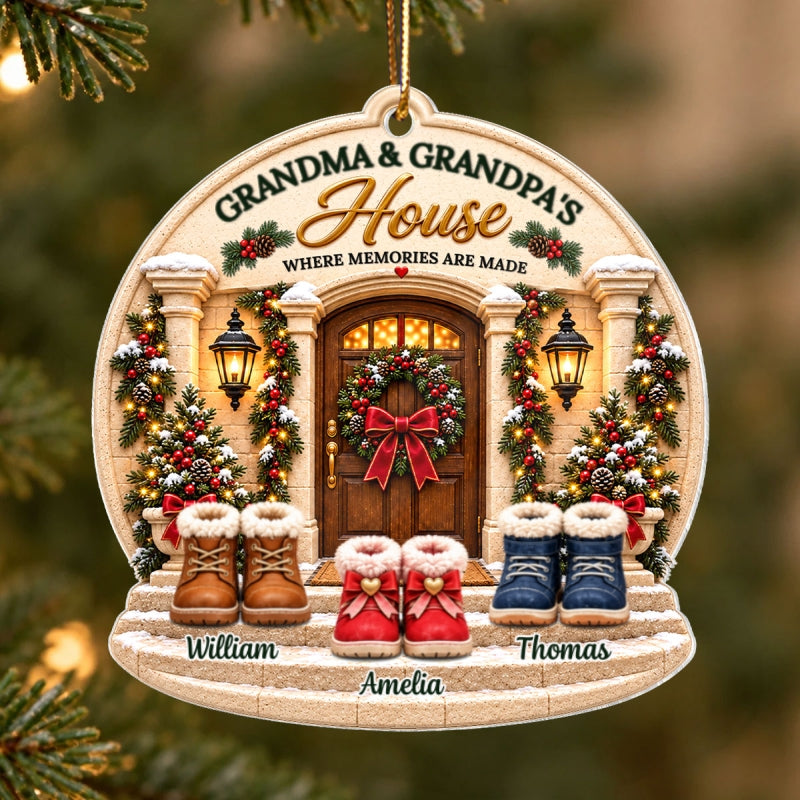 Grandma & Grandpa's House Grandkids Welcome - Personalized Acrylic Ornament - Christmas Gift for Grandparents