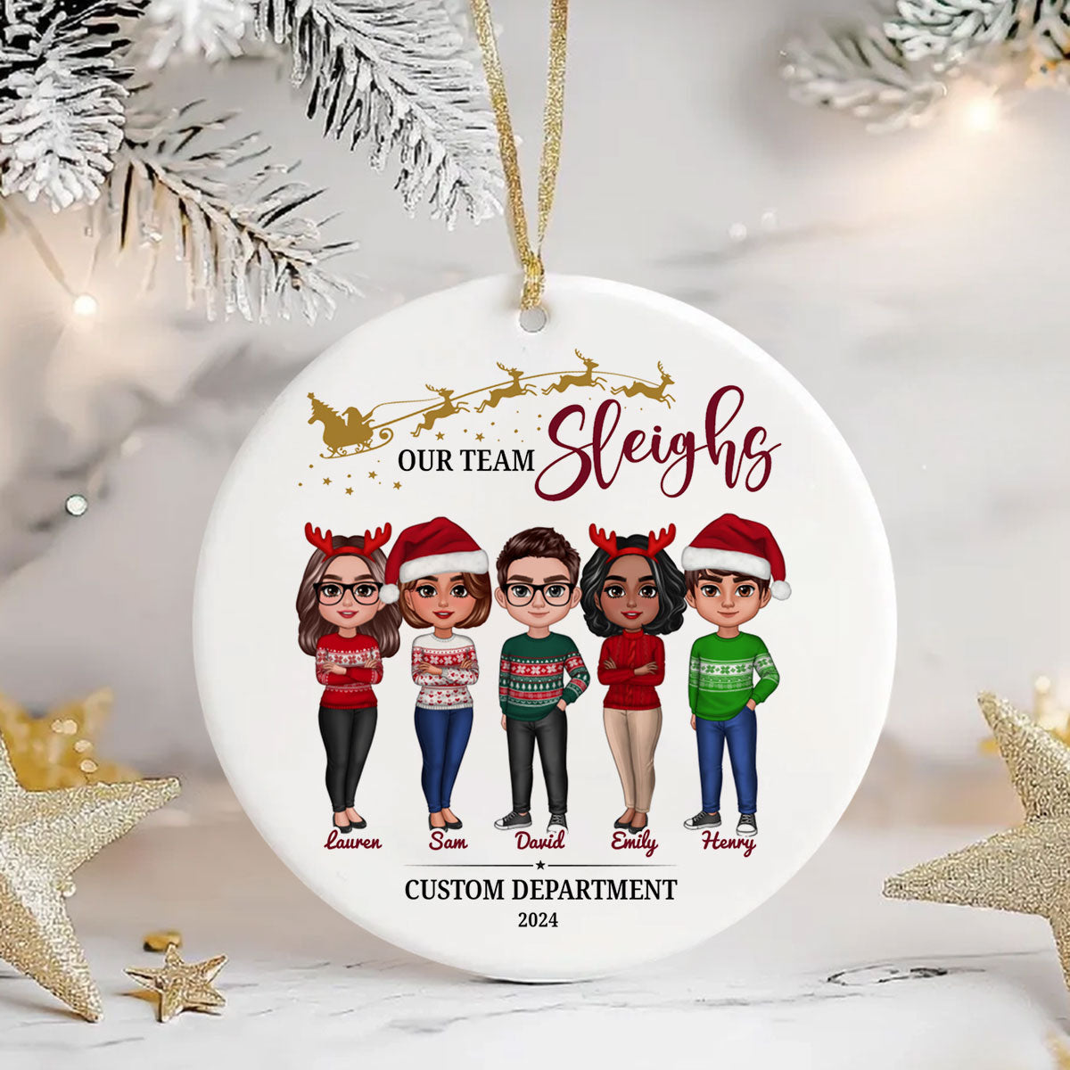 Staff Christmas Gifts, Best Team Ever Christmas Ornaments, Our Team Sleigh 2025 Ornament, Company Christmas Gift for Employees