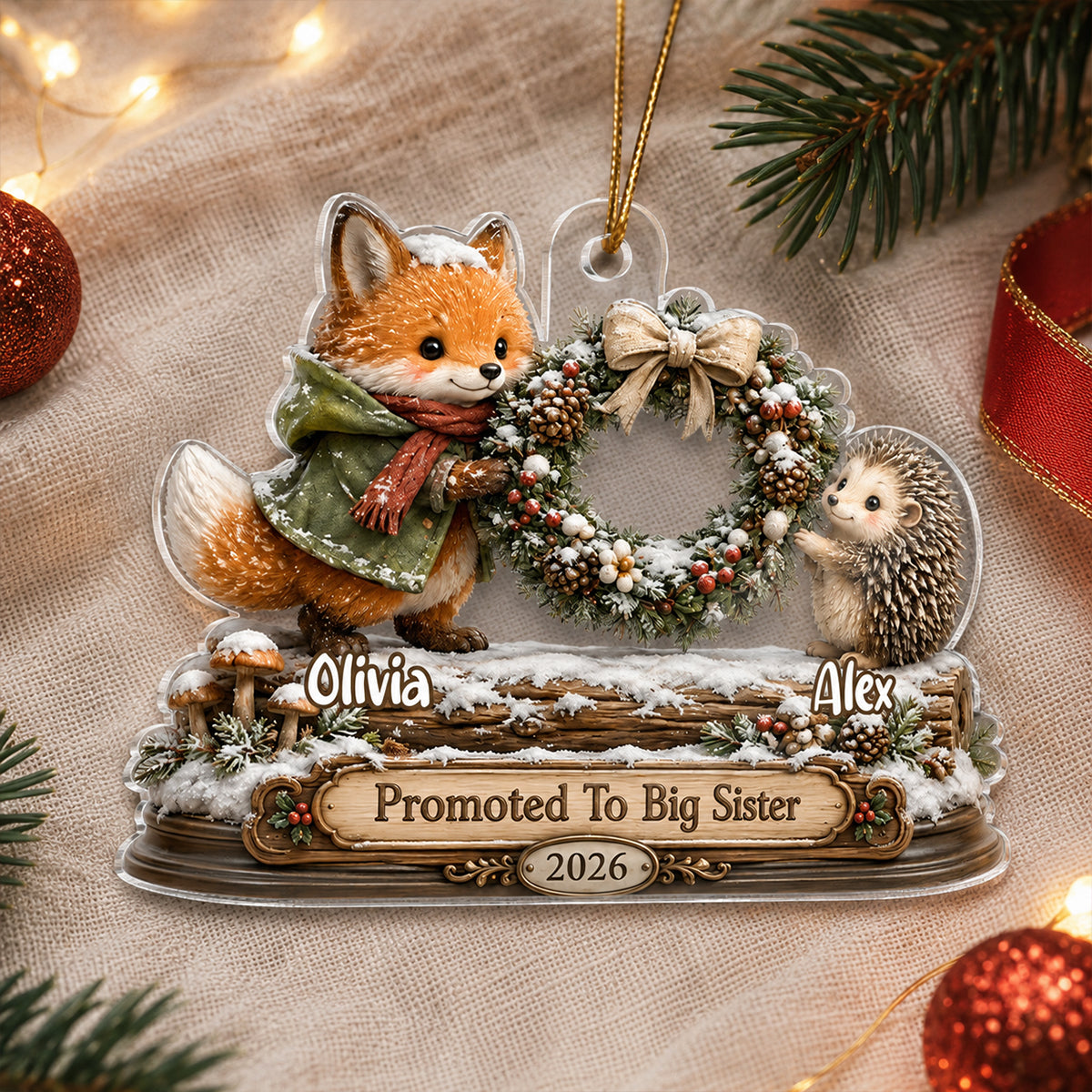 Promoted To Big Brother Sister Christmas - Personalized Acrylic Ornament - Christmas Keepsake