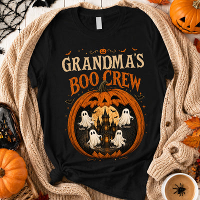 Trending Pumpkin Grandma's Boo Crew Halloween Haunted House - Personalized Shirt - Gift for Grandma