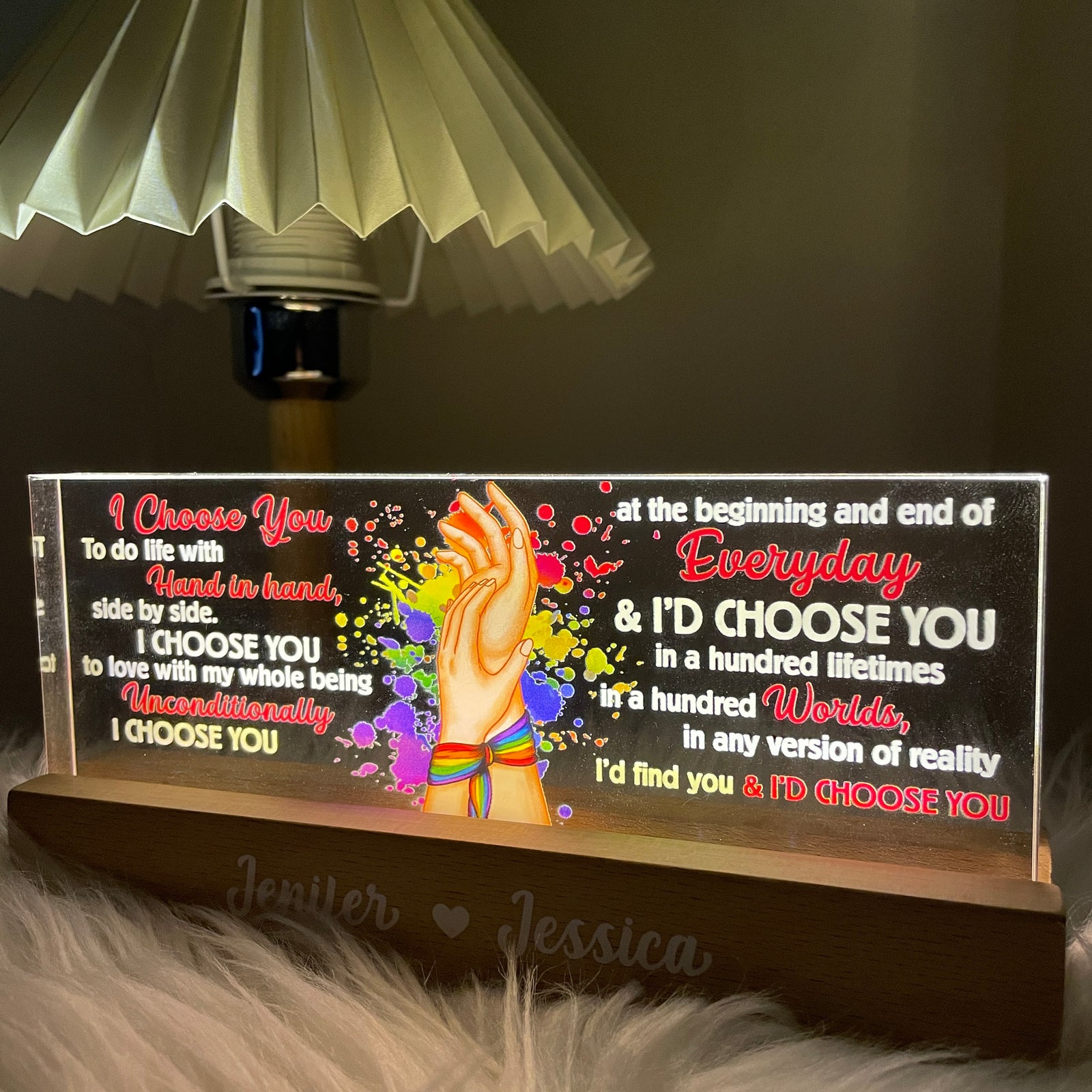 I Choose You LGBTQ+ Gift Personalized Acrylic Block LED Night Light