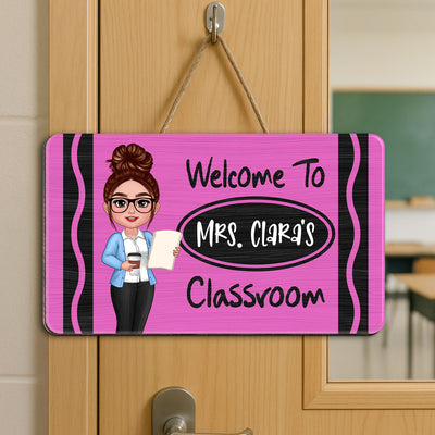 Teacher Crayon Welcome To Classroom Personalized Wood Sign