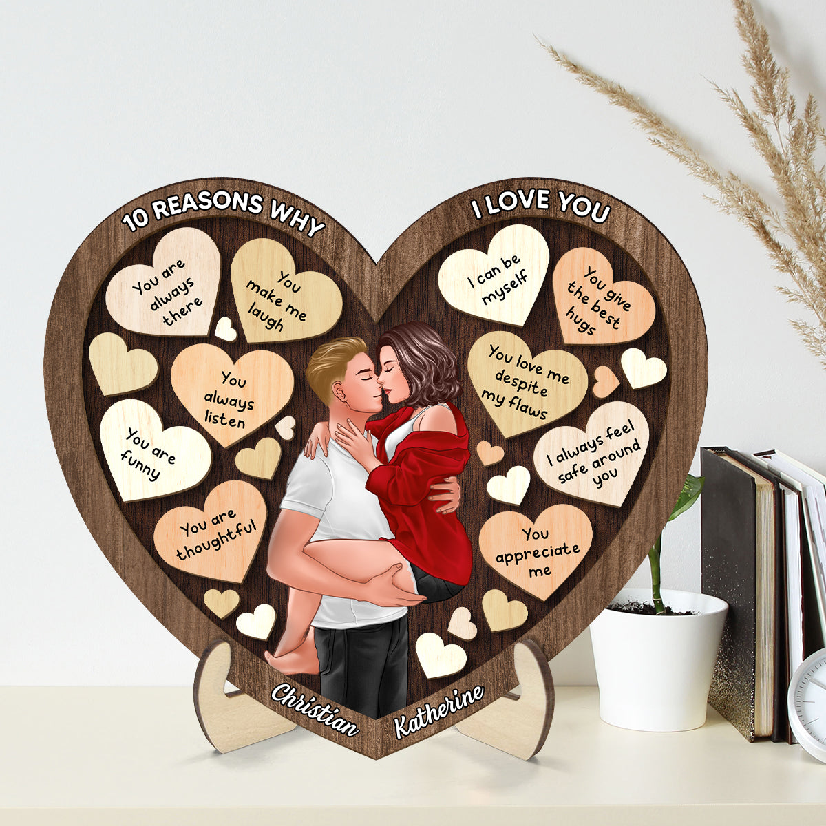 Couple Kissing Passionate In Heart Reasons Why I Love You,  Gift For Him, For Her