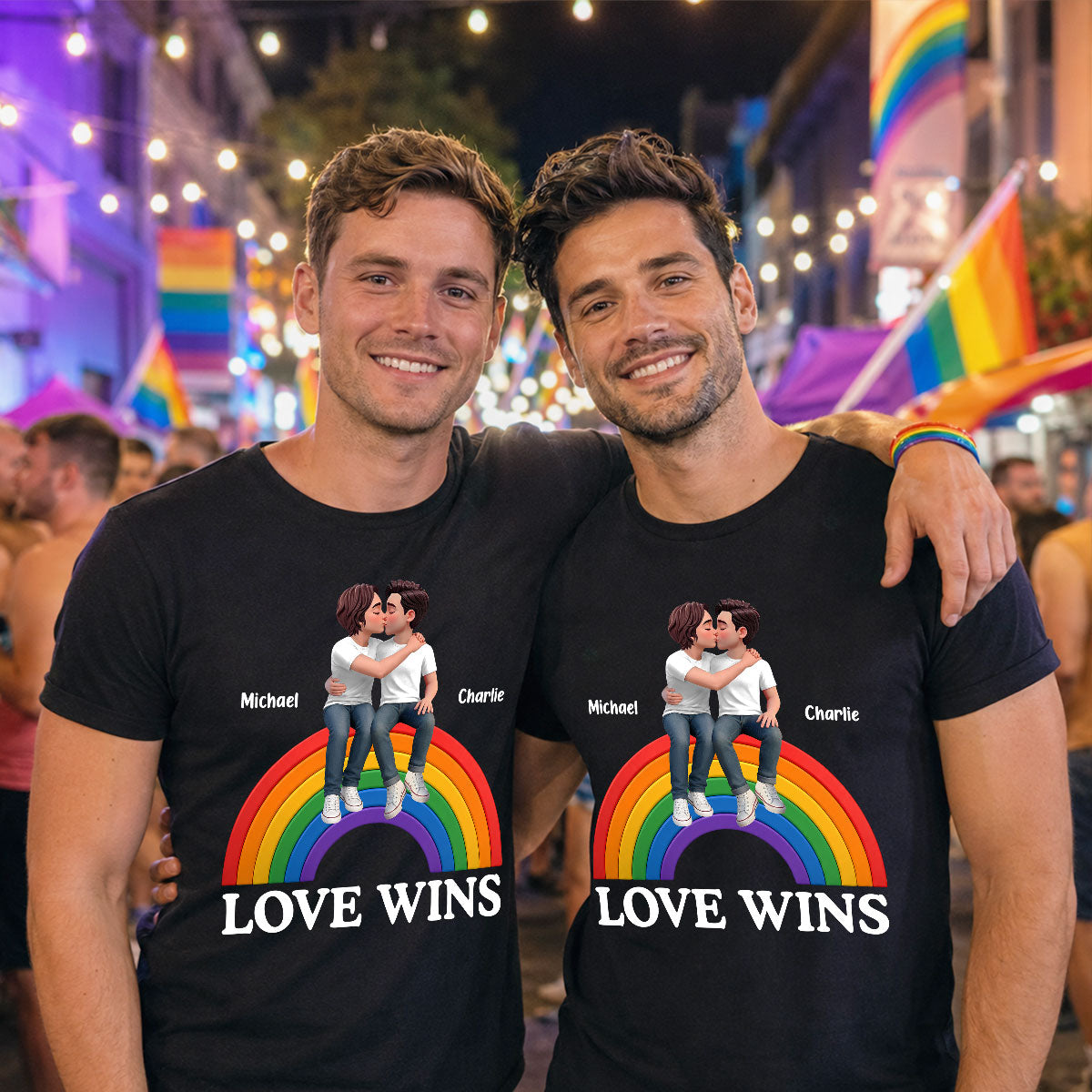 LGBT+ Couple Love Is Love - Personalized Shirt - Matching Shirts For Couple, Happy Pride Month