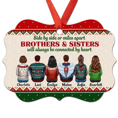 Brothers Sisters Siblings Besties Side By Side Ugly Sweater Pattern Personalized Christmas Ornament