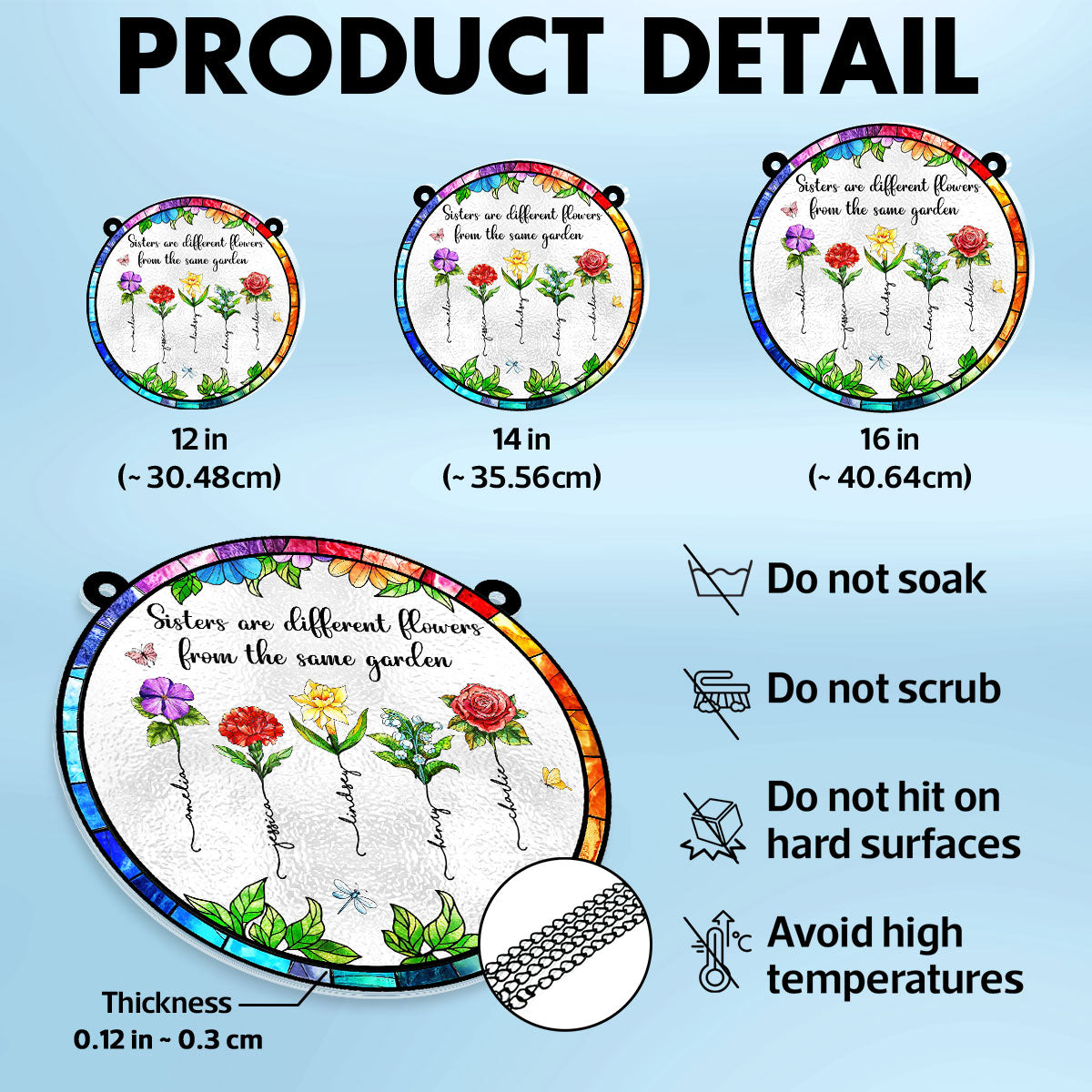 Sisters Are Different Flowers In Garden Beautiful Birth Month Flowers Personalized Acrylic Suncatcher