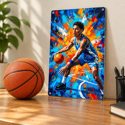 Modern Oil Painting Sport Photos Insert - Personalized Metal Sign - Gift For Boy, Girl
