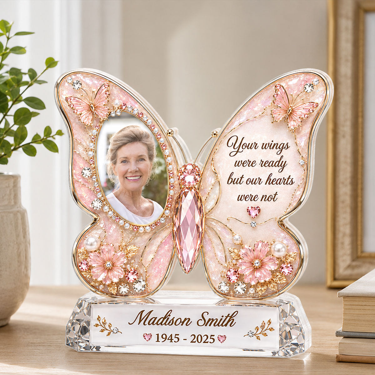 Memorial Butterfly Custom Photo - Personalized Acrylic Block Plaque - Heartfelt Sympathy Gift for Loved Ones
