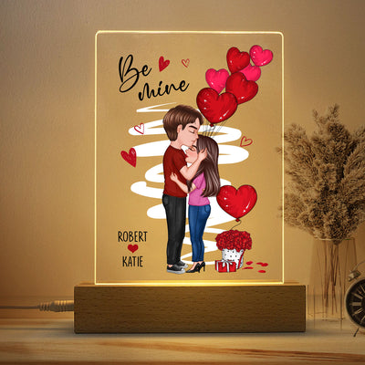 Be Mine Doll Couple Kissing On Forehead Personalized Plaque LED Night Light - Gift For Him Gift For Her