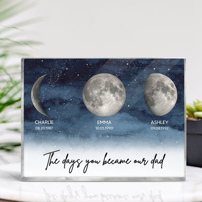 Starry Night Custom Birth Moon Phase The Days You Became Our Dad Personalized Rectangle Acrylic Block Plaque