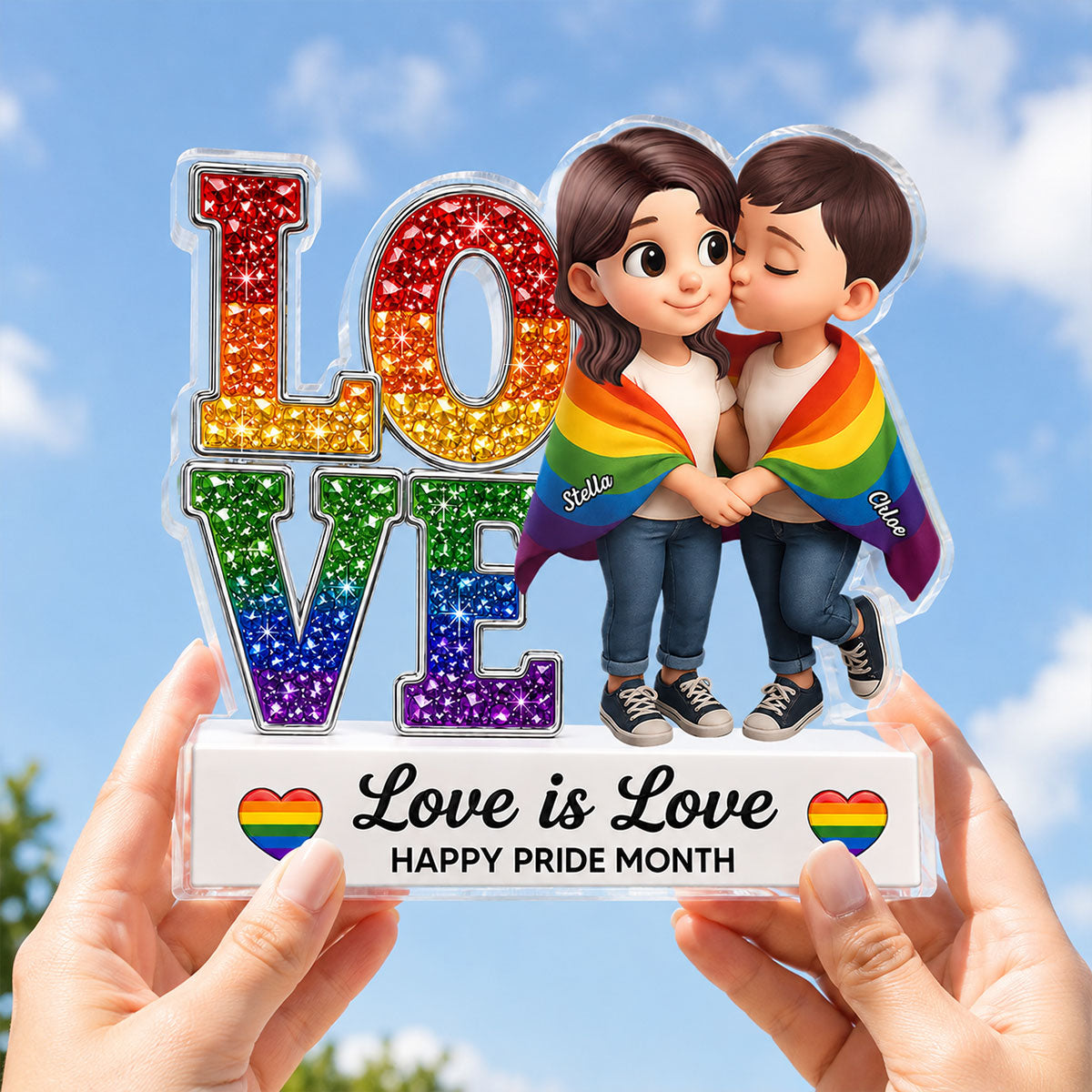 LGBT+ Couple Love Is Love - Personalized Acrylic Block Plaque