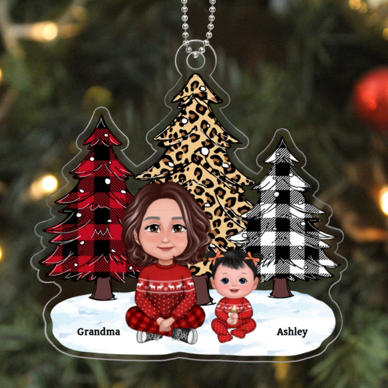 Leopard Baby's First Christmas Personalized Gift For Grandma Acrylic Ornament