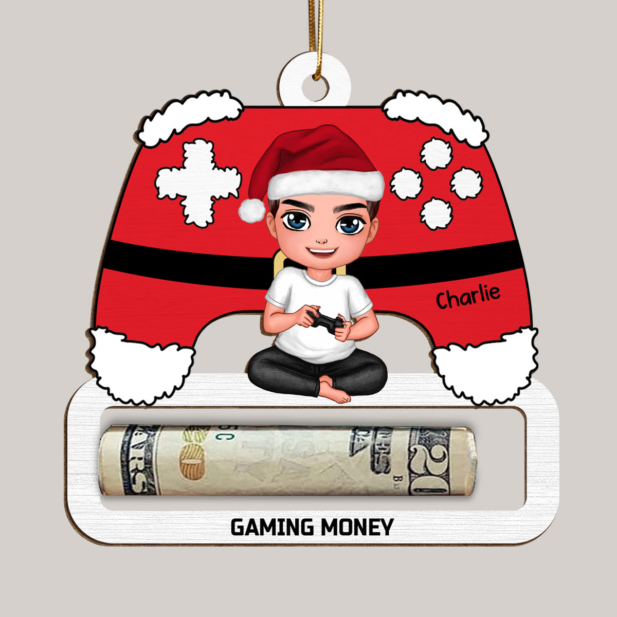 Unique Christmas Gift For Gamer Personalized Wooden Money Holder Ornament