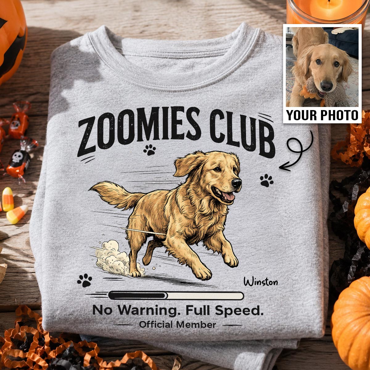 Zoomies Club Official Member Custom Pet Photo - Personalized Shirt - Funny Gift For Dog Cat Lover
