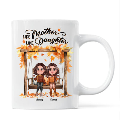 Fall Season Mother Daughters On Swing Personalized Mug