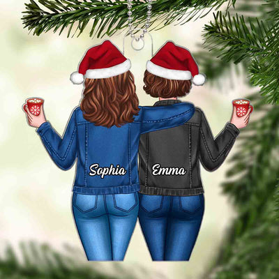 Back View Besties Christmas Gift For Best Friends Personalized Acrylic Ornament