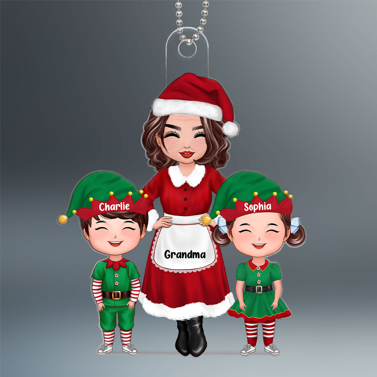 Grandma Grandkids ELF Christmas Gift For Grandma Grandson Granddaughter Personalized Acrylic Ornament