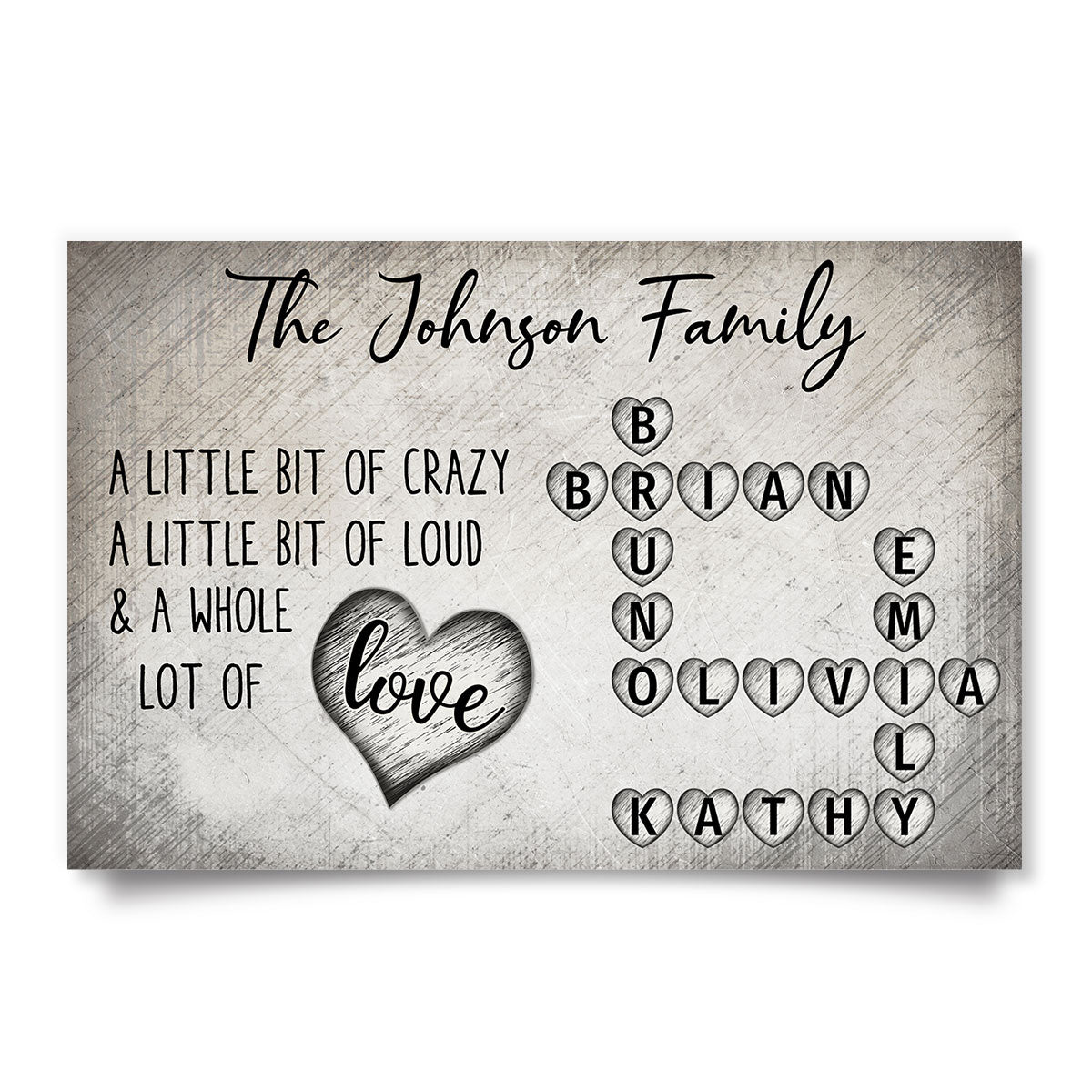 Family Lot Of Love Heart Crossword Art Puzzle Create A Moment Treasured Forever Personalized Poster