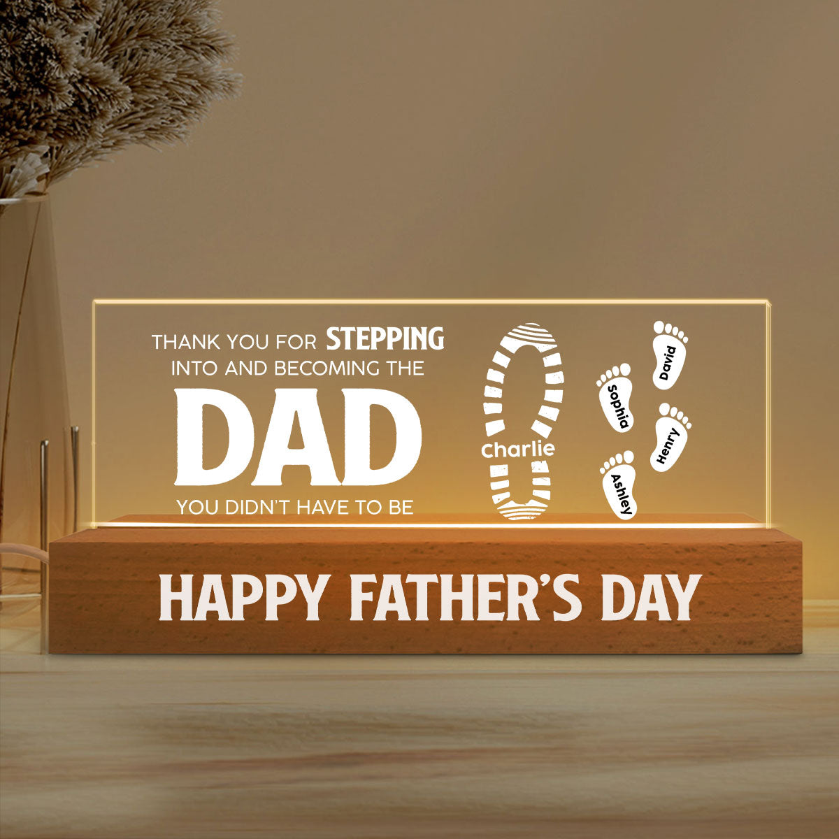 Stepdad Thank You For Stepping In Father‘s Day Gift Personalized Block LED Night Light