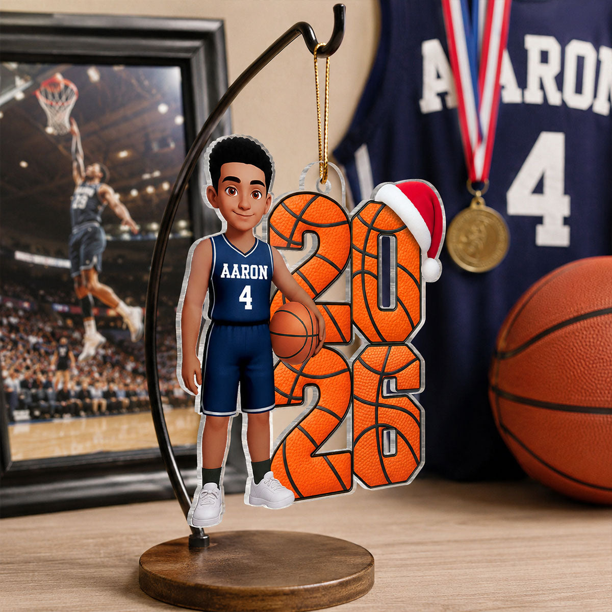 Basketball Player - Personalized Acrylic Ornament - Christmas Gift, Keepsake For Basketball Players, Son, Daughter, Grandson, Granddaughter