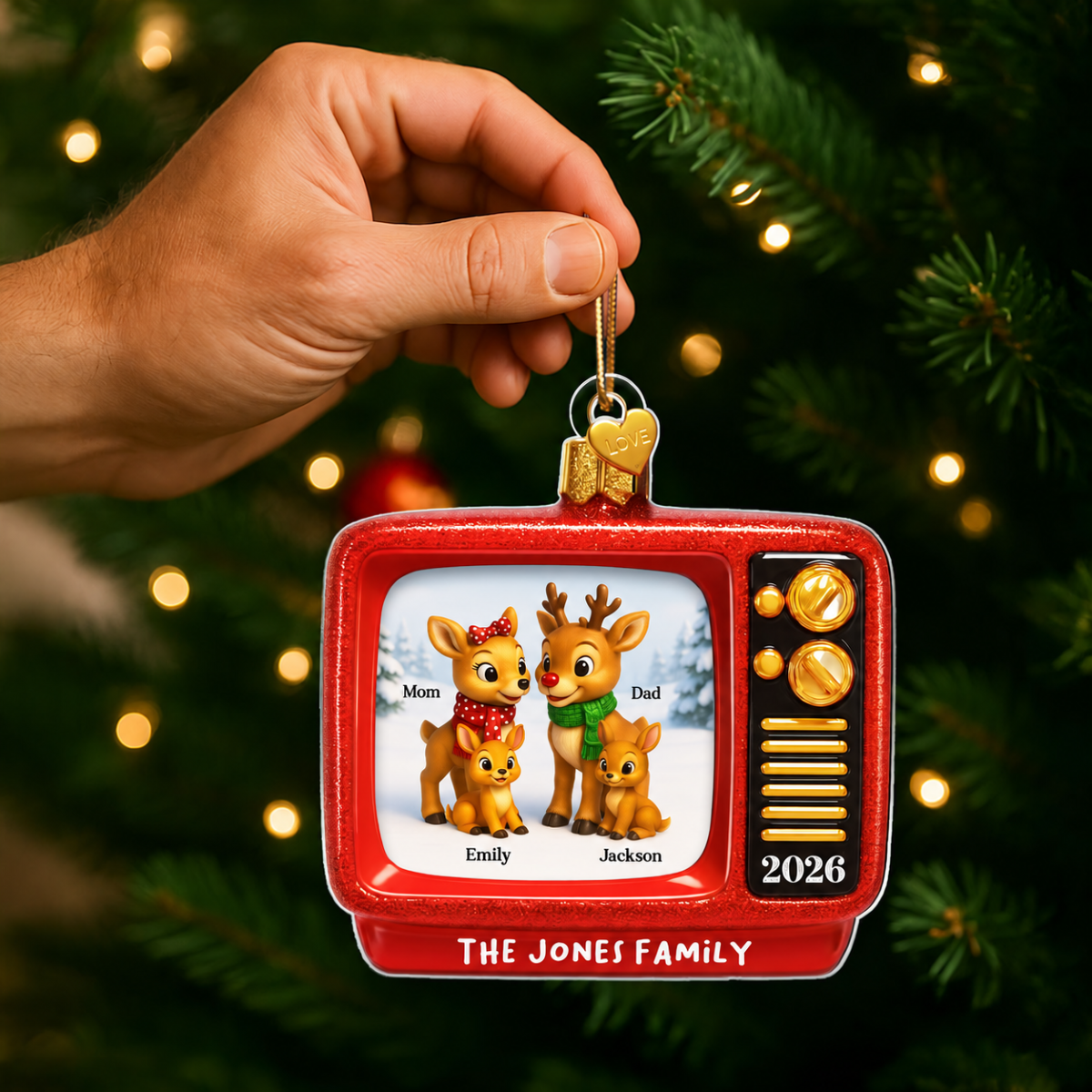 Christmas Classic Reindeer on TV Personalized Acrylic Ornament
