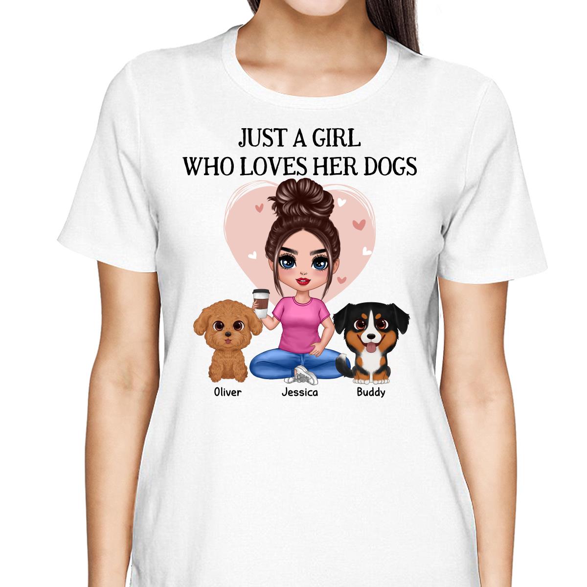 Pink Heart Just A Woman Who Loves Her Watercolor Cute Dogs Personalized Shirt