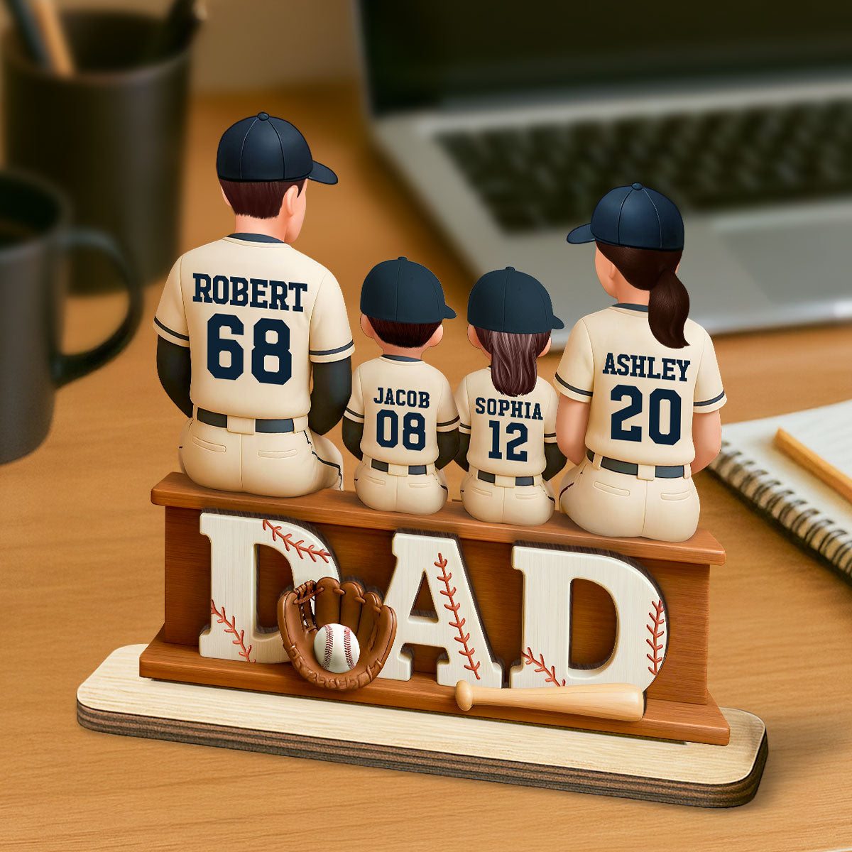 Personalized Baseball Theme Standing Wooden Plaque, Father's Day Gift for Baseball Dad, Gift for Husband