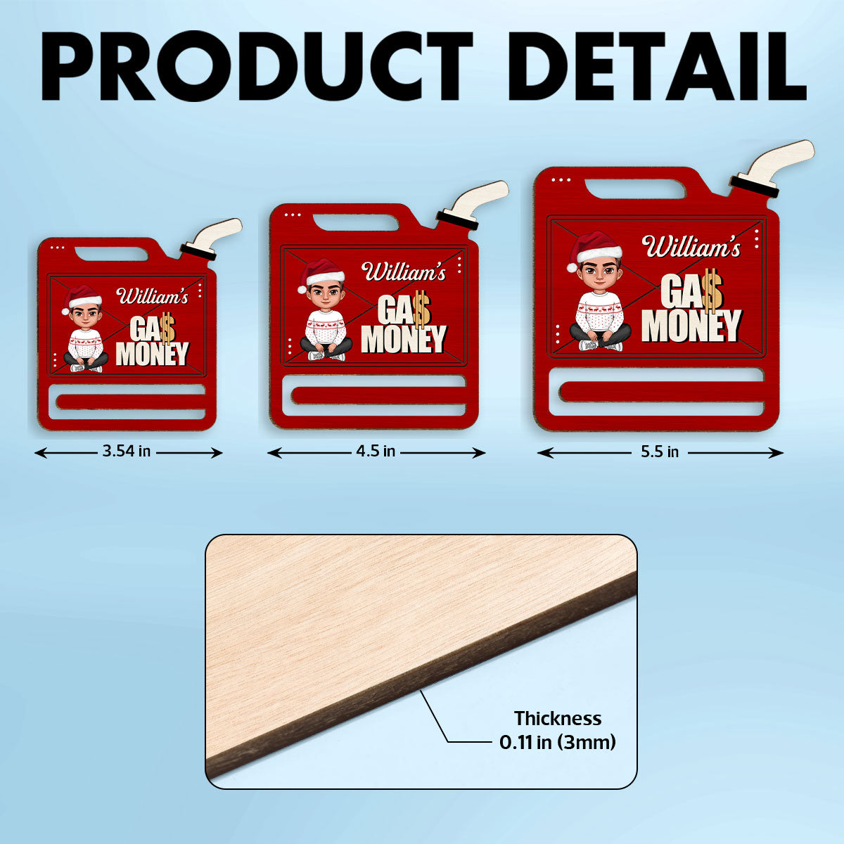 Gas Can Shaped Personalized Gas Money Wooden Holder Ornament, Unique Christmas Gift For Teenage Driver, Funny 16 Birthday Gift