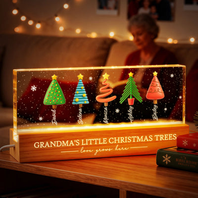 Grandma's Little Christmas Trees - Personalized LED Night Light - Heartwarming Christmas Gift For Grandma, Grandkid, Family