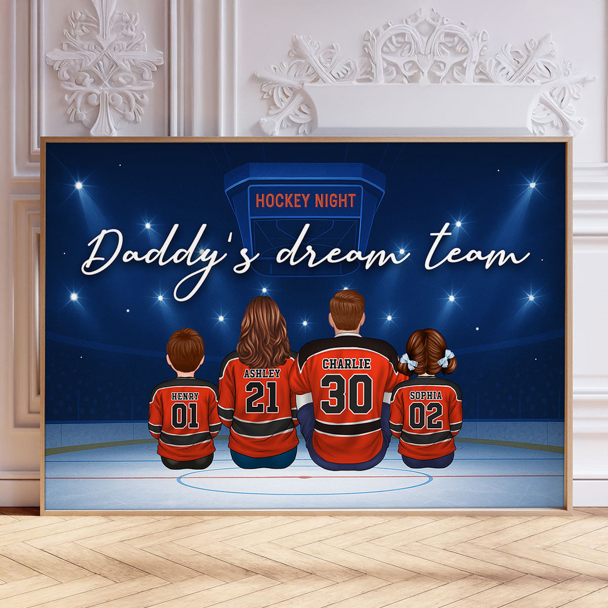 Hockey Daddy's Dream Team Personalized Poster| Unique Father's Day Gift For Dad, Husband