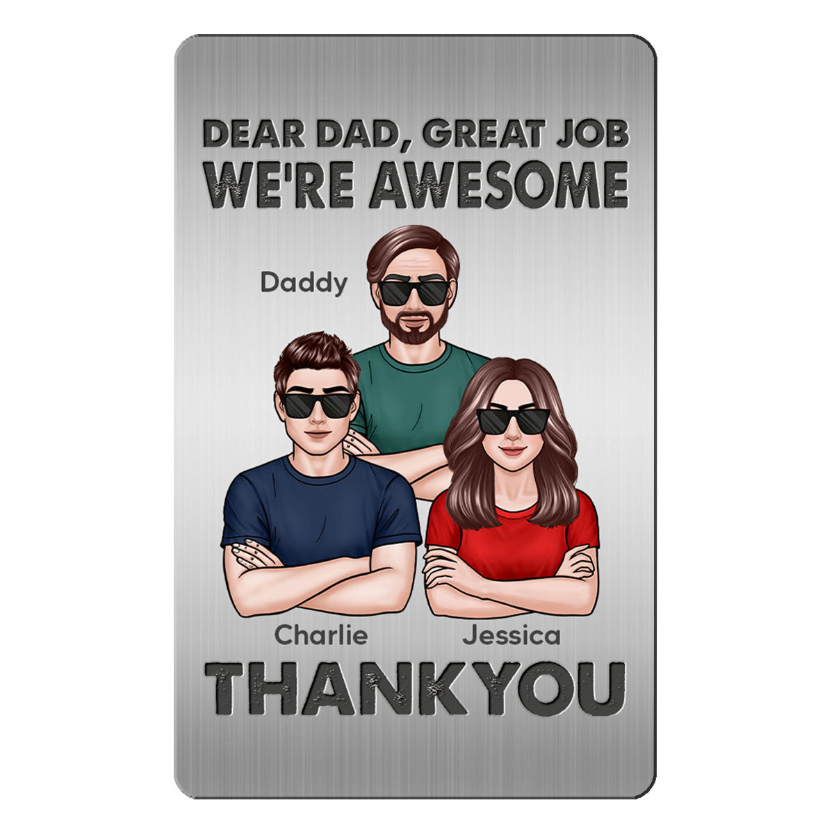 New Man Woman Crossed Arms Dear Dad We‘re Awesome Personalized Metal Wallet Card