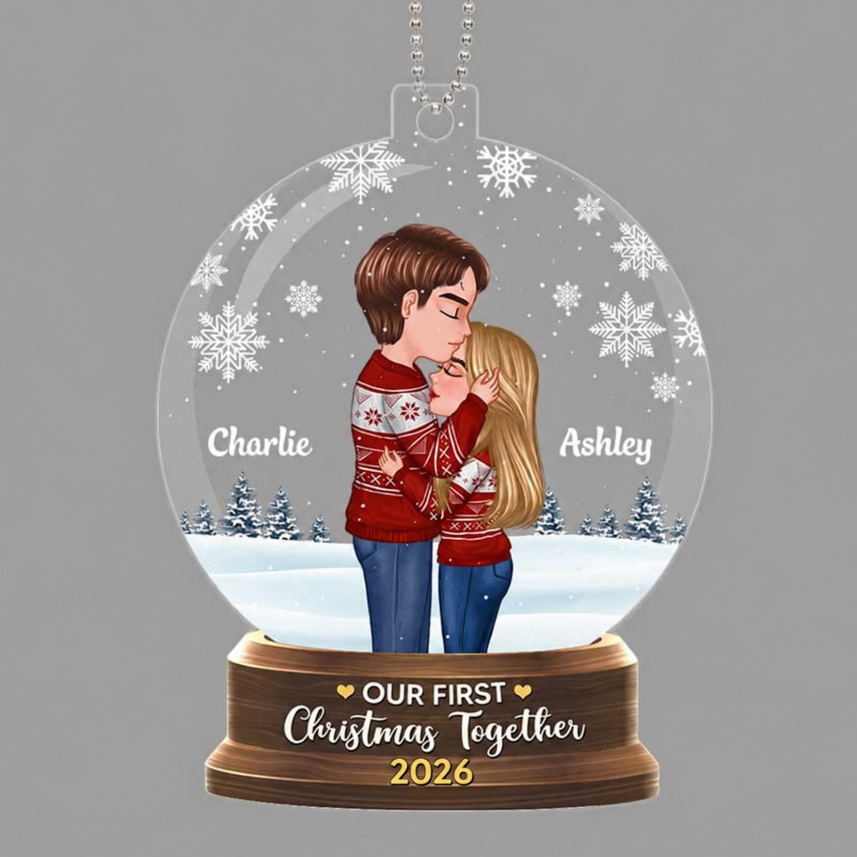 Couple In Snow Globe Personalized Acrylic Ornament