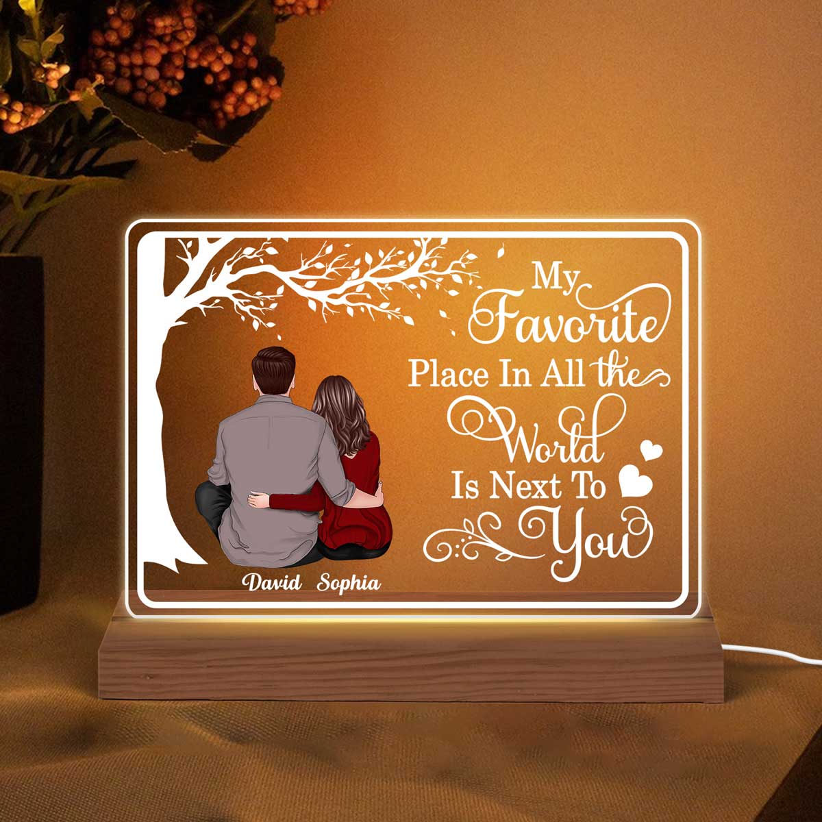 My Favorite Place Sitting Couple Personalized Custom Shape LED Night Light LED Lamp