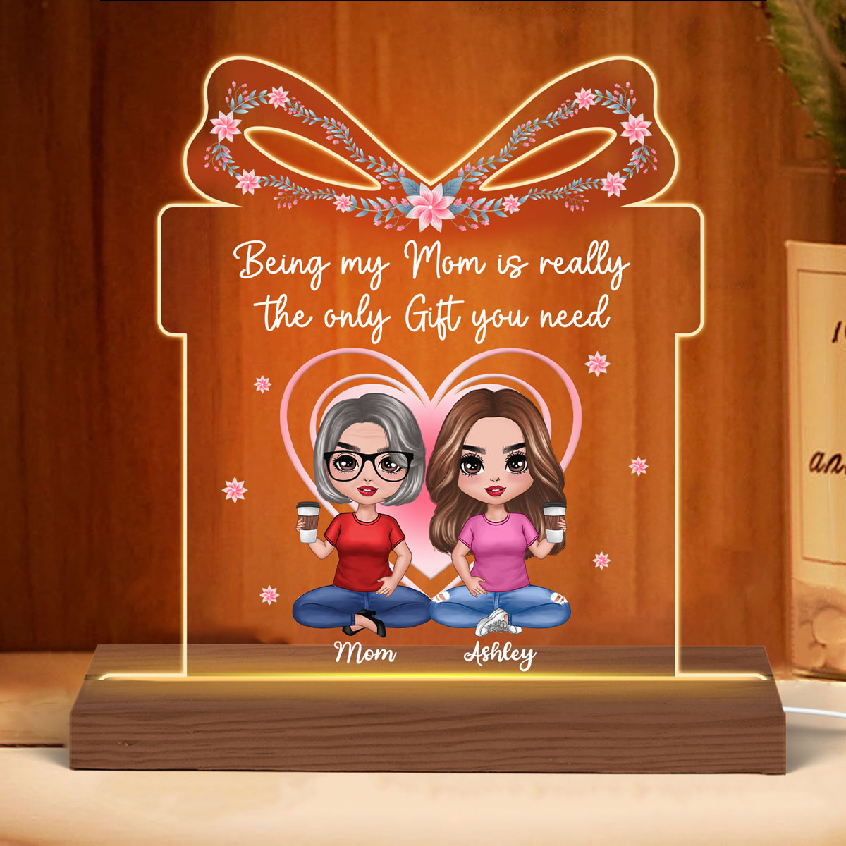 Doll Mother And Daughters Being Mom Only Gift You Need Gift For Mom Personalized Custom Shape LED Night Light