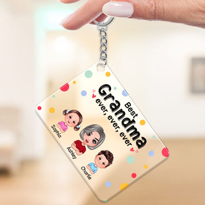 Best Grandma Mom Dad Grandpa Ever Doll Man Woman With Kids Personalized Acrylic Keychain