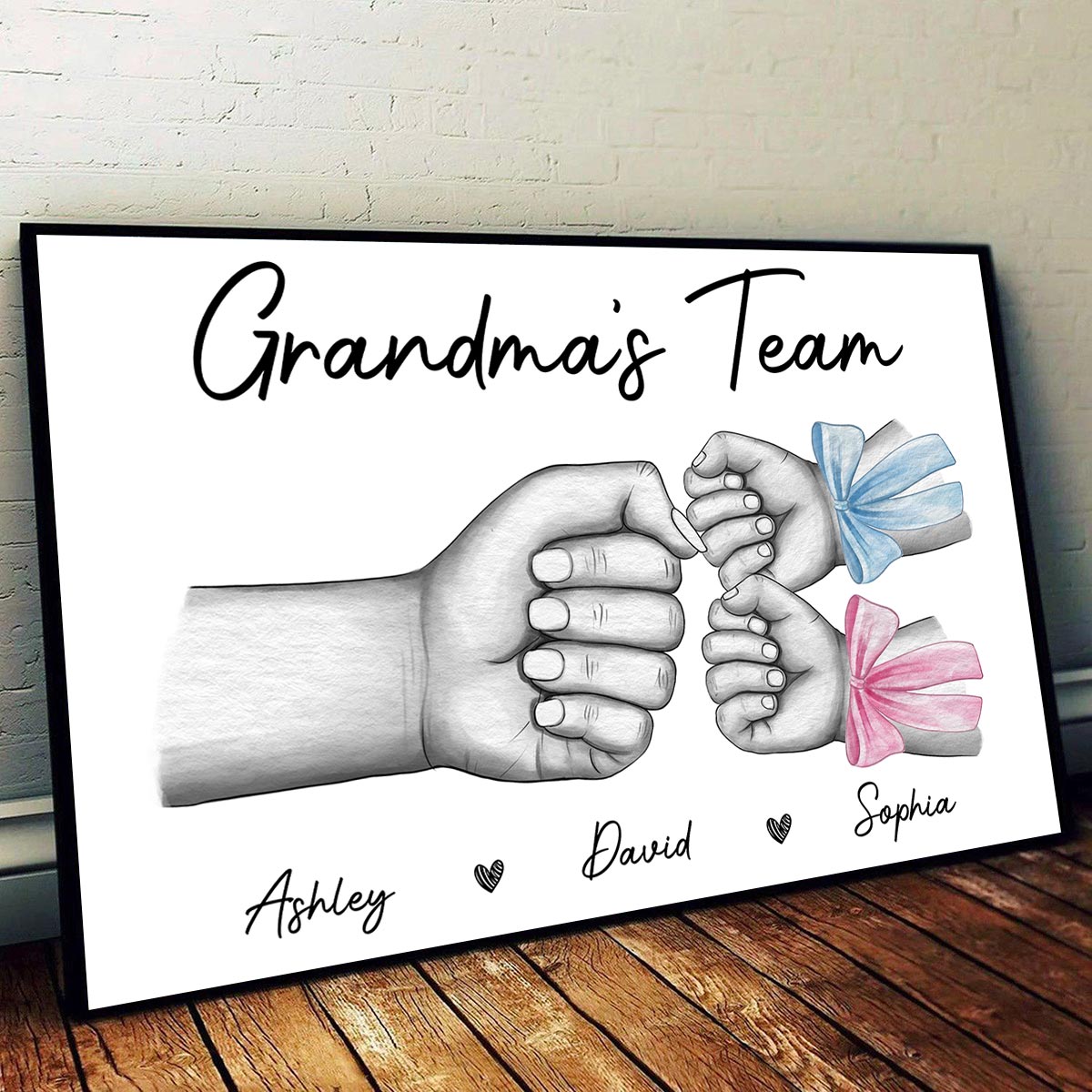 Grandma Mom‘s Team Fist Bump With Bows Personalized Horizontal Poster