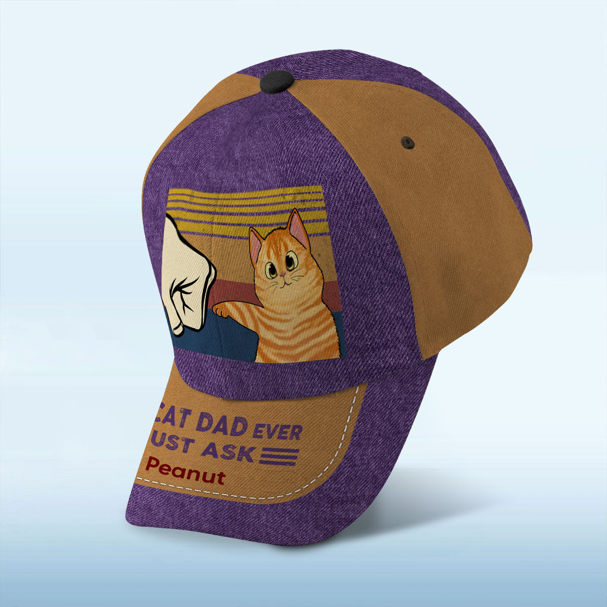 Best Cat Dad Ever Fluffy Cat Personalized Classic Cap, Gift For Cat Dad, Gift For Him