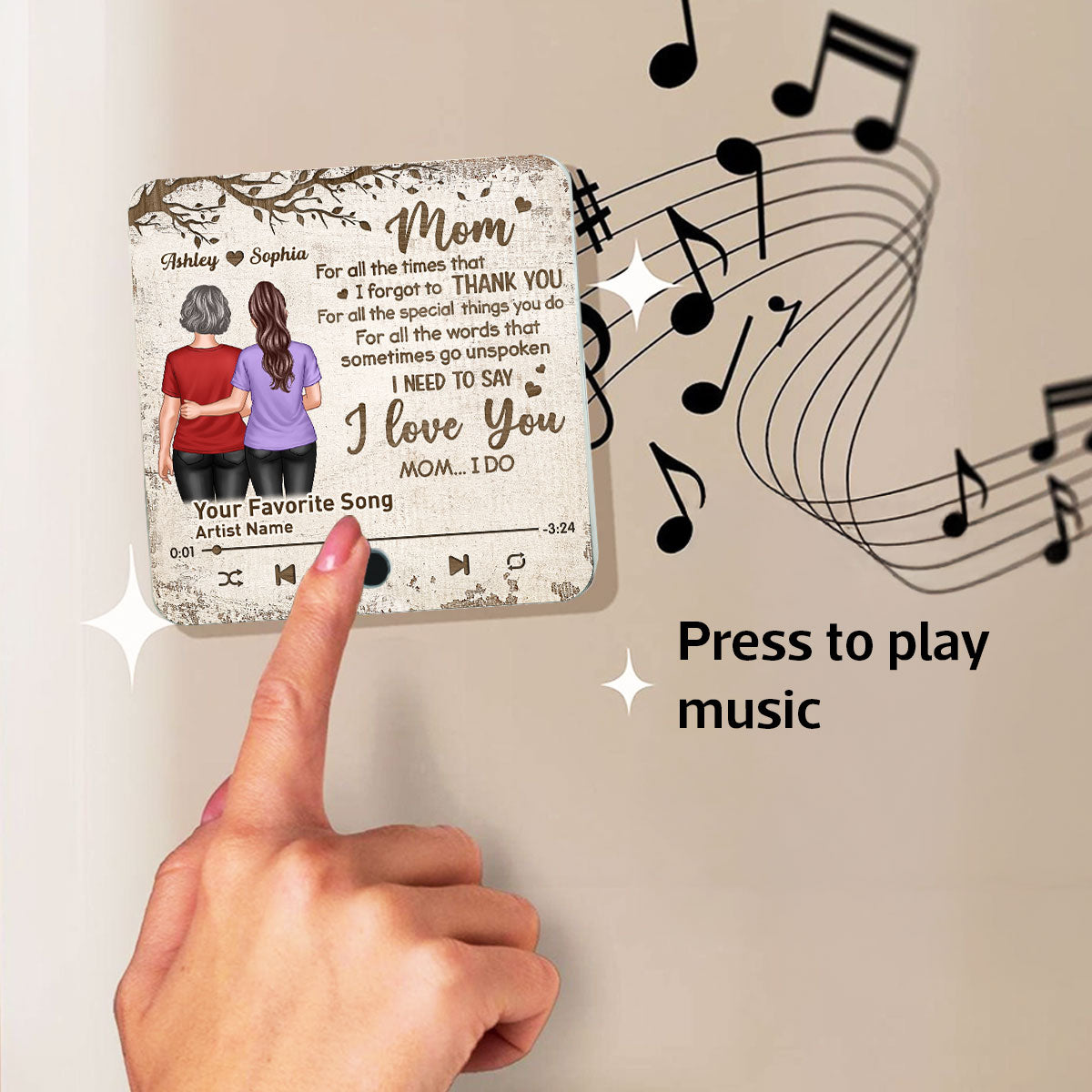 To My Dear Mom Our Song Gift From Daughter Personalized Music Fridge Magnet
