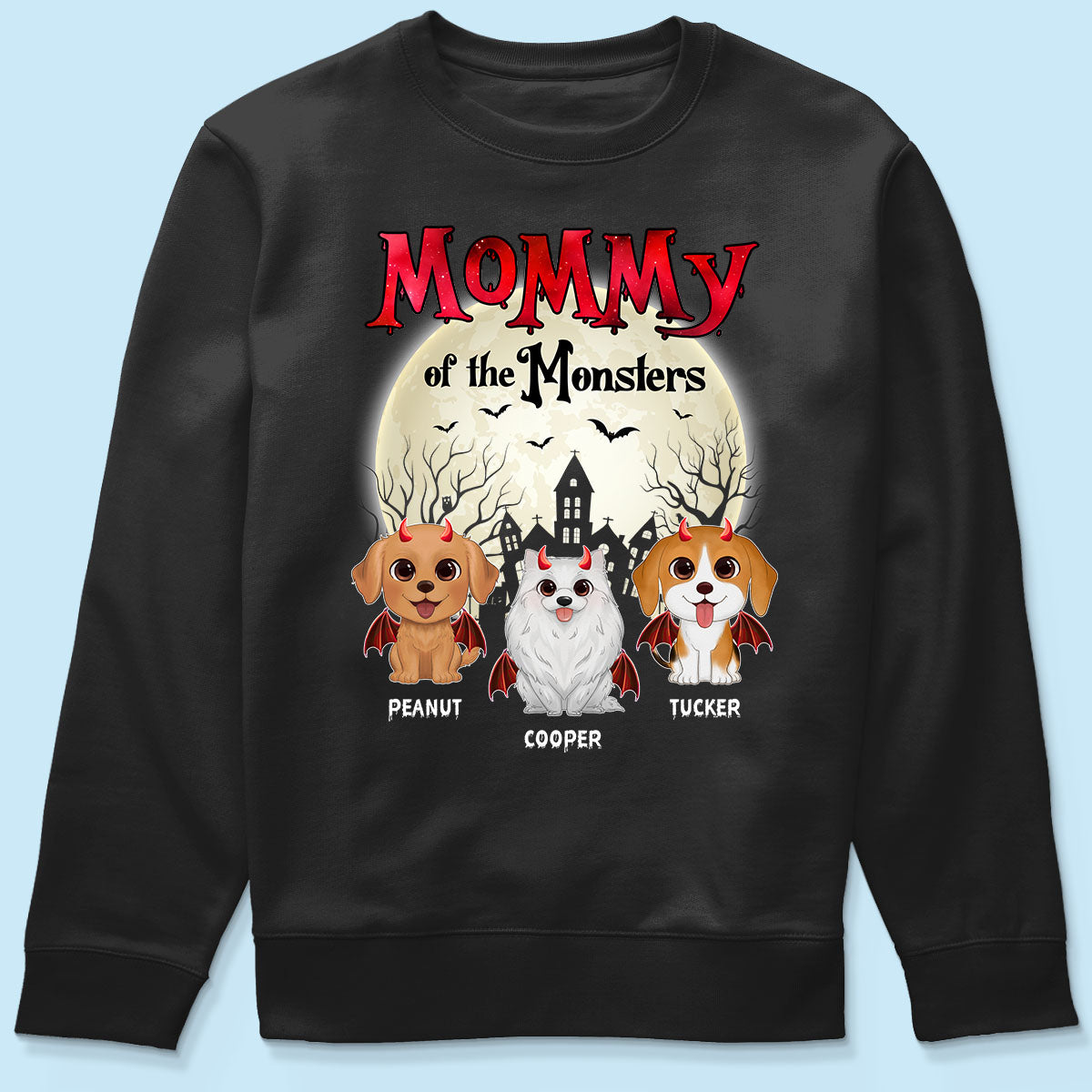 Mommy Of The Monsters Halloween Watercolor Cute Dogs Cats - Personalized Shirt