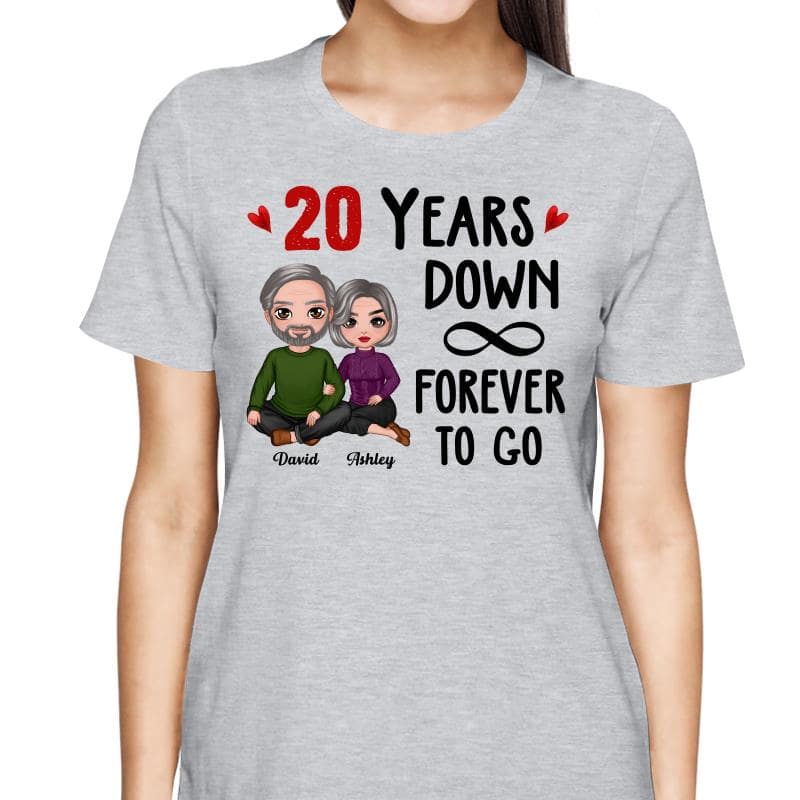 Many Years Down Forever To Go Couple Embracing Anniversary Gift Personalized Shirt