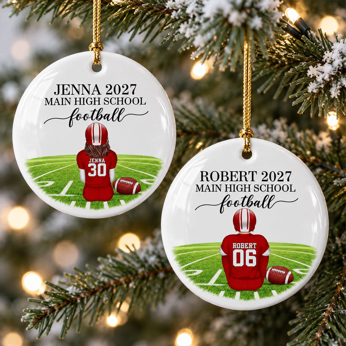 Football Senior Ornament - Personalized Ceramic Ornament - Football Player Senior Night Gift, High School Football Team Gift