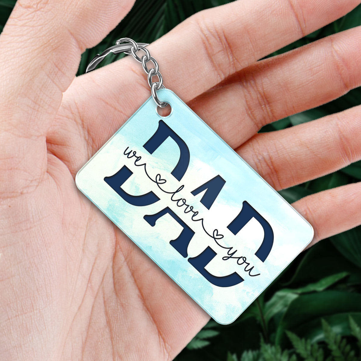 Beach Landscape Best Dad Ever Back View Man Kids Dog Cat Personalized Acrylic Keychain