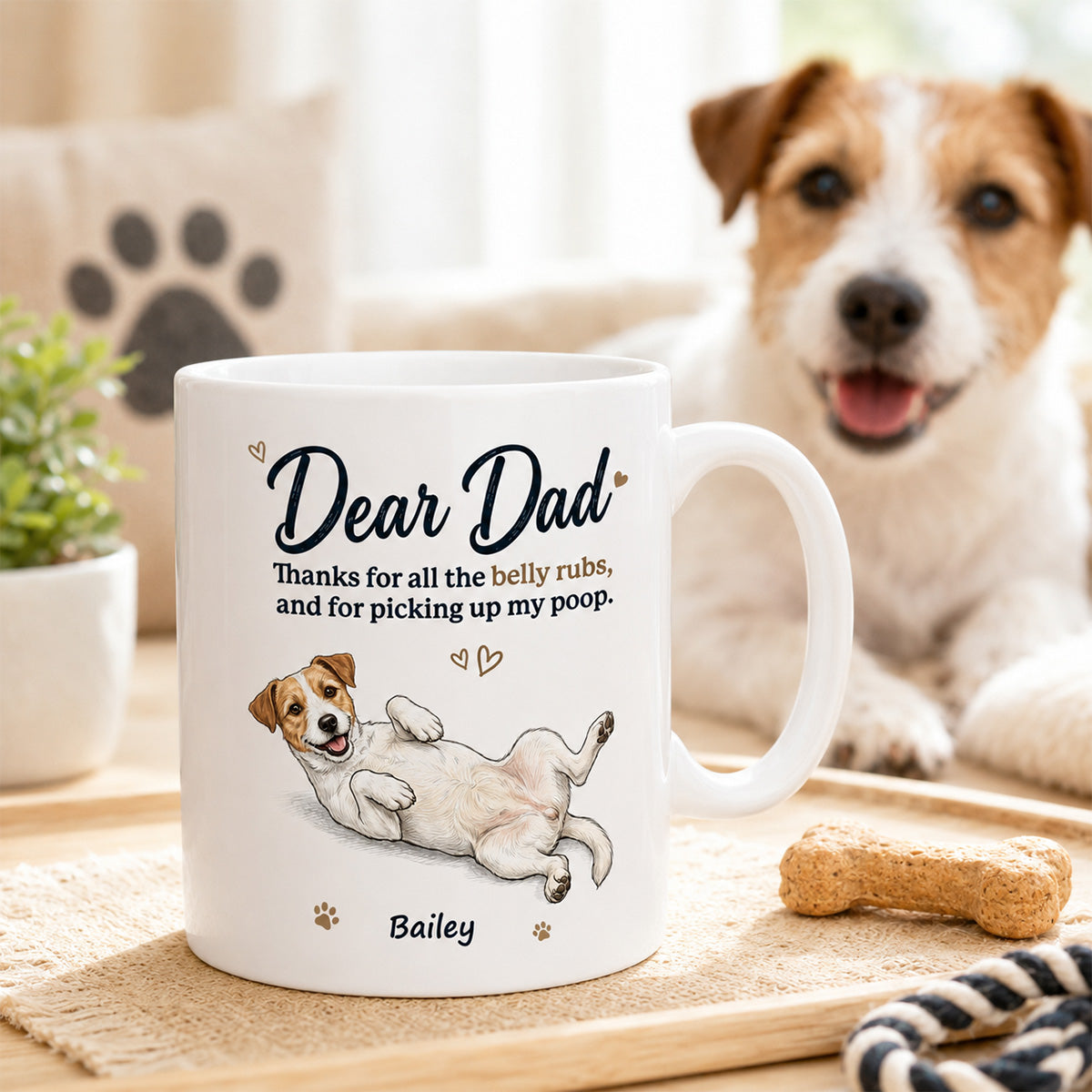 Dear Dad Mom Thank You For All The Belly Rubs Custom Dog Photo - Personalized Mug - Gift For Dog Lover