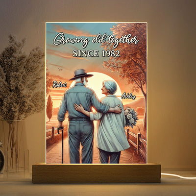 Couple Growing Old Together Personalized LED Night Light, Anniversary,  Gift for him, Gift for her