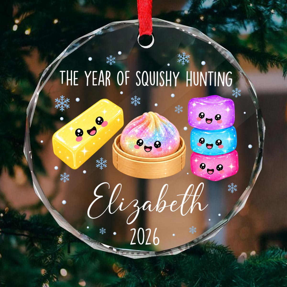 Cute The Year Of Squishy Hunting - Personalized Glass Ornament - Christmas Gift, Keepsake For Kids, Teenagers, Daughter, Granddaughter, Son, Grandson