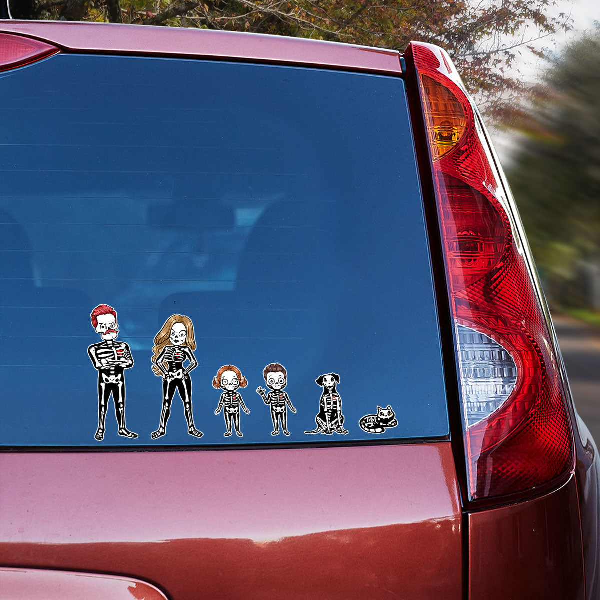Stick Figure Family Personalized Car Decal, Halloween Decor
